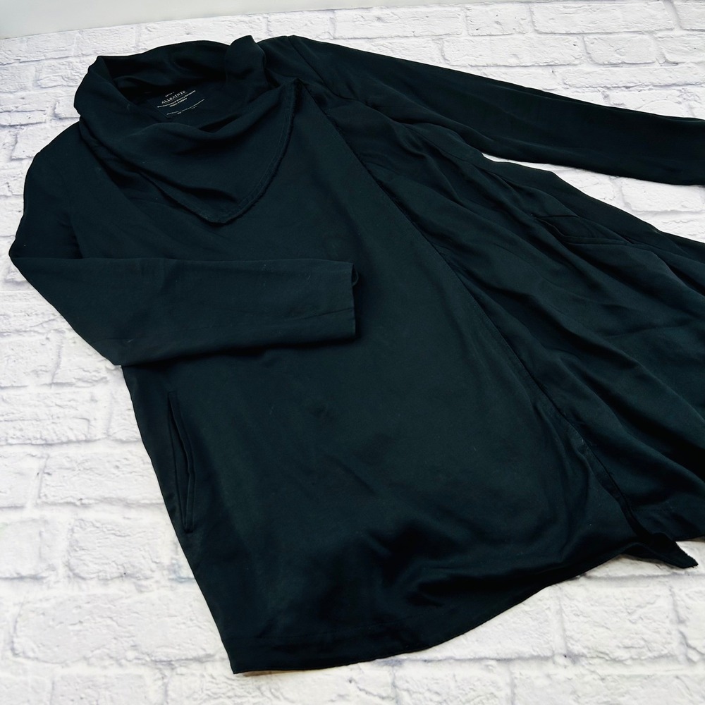 AllSaints Black Draped Cowl Neck Wrap Jacket with Tie Belt US 6 UK 10 EU 38